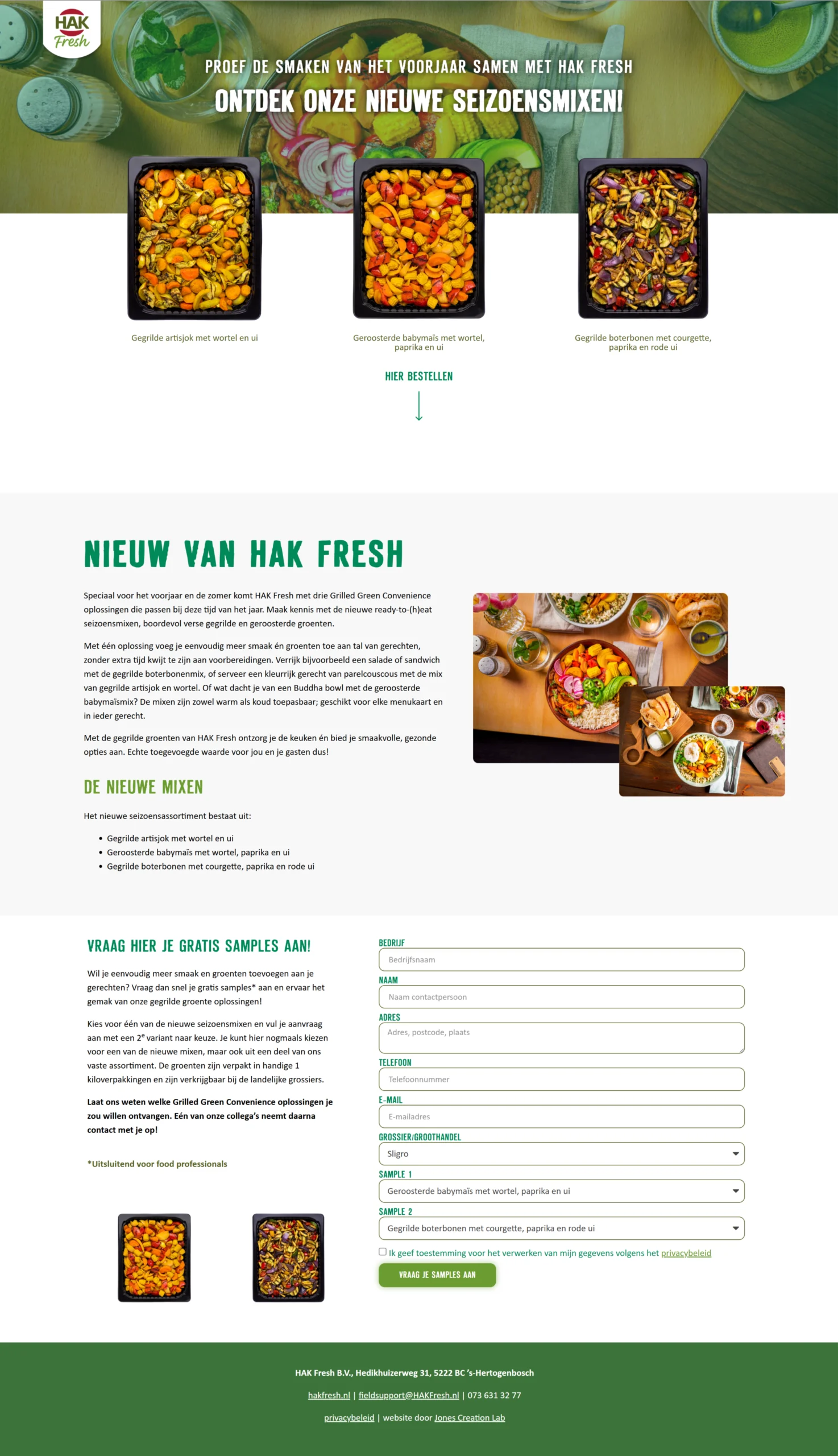 Landingspagina samples HAK Fresh